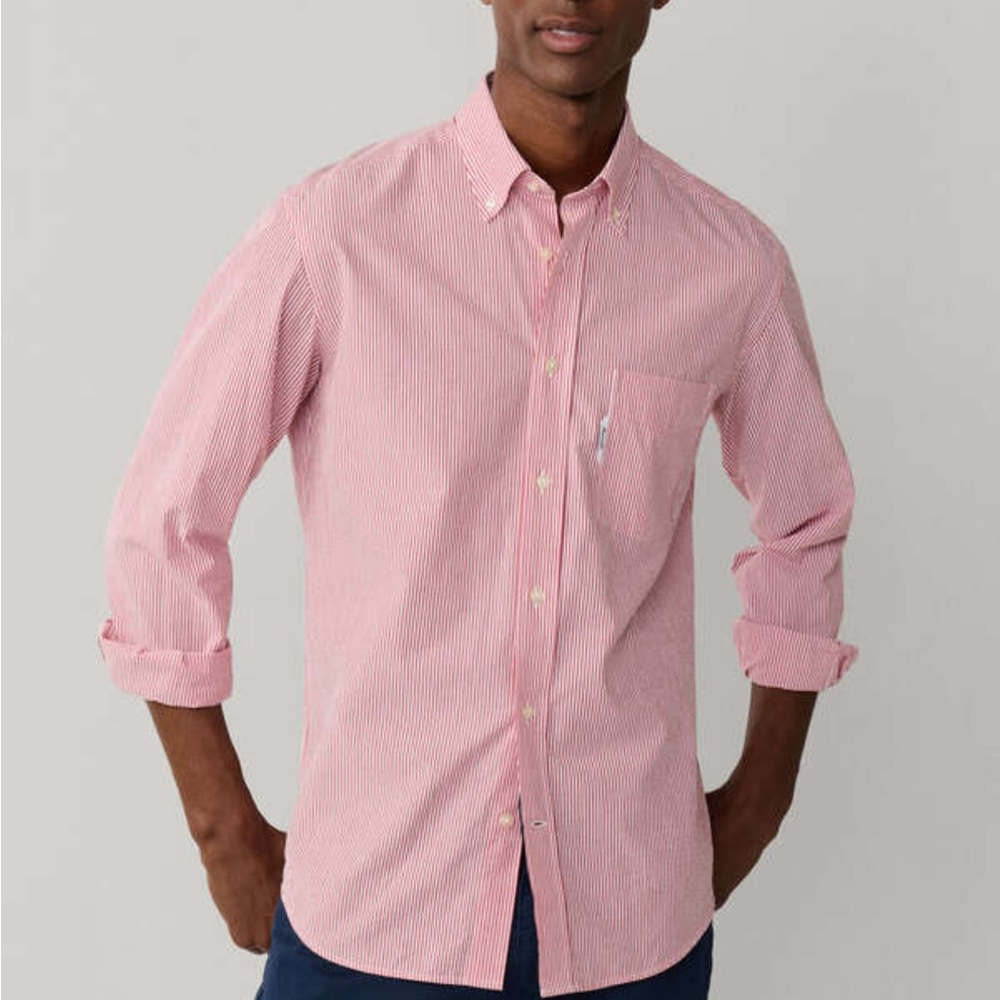 Faconnable Red Striped Button-Down Shirt